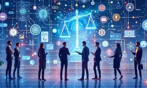 Zespół prawników pracujących z technologią AI.