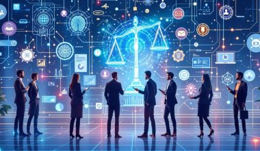 Zespół prawników pracujących z technologią AI.