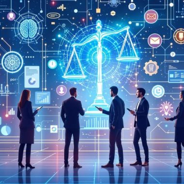 Zespół prawników pracujących z technologią AI.